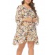 Plus Size Casual Printed Long Sleeve Short Dress