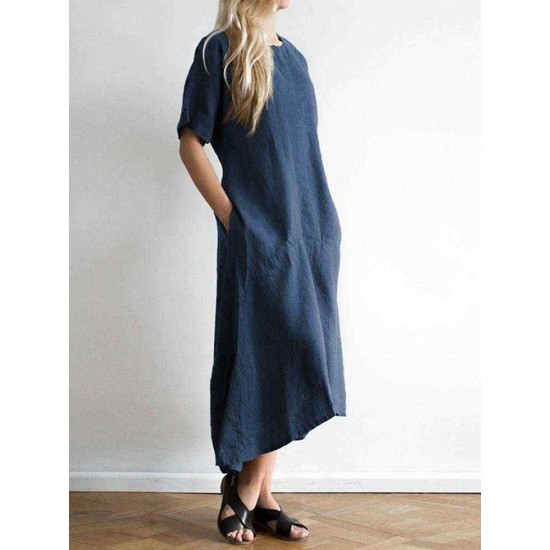 Plus Size Casual Short Sleeve Irregular Hem Dress
