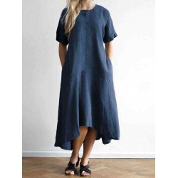 Plus Size Casual Short Sleeve Irregular Hem Dress