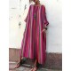 Plus Size Casual Stripe Round Neck Maxi Dress with Pockets