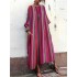 Plus Size Casual Stripe Round Neck Maxi Dress with Pockets