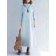 Plus Size Casual Turtle Neck Long Sleeve Solid Color Dress