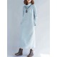 Plus Size Casual Turtle Neck Long Sleeve Solid Color Dress