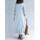 Plus Size Casual Turtle Neck Long Sleeve Solid Color Dress