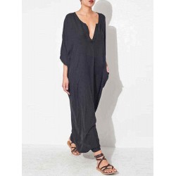 Plus Size Casual V-neck Half Sleeve Kaftan Maxi Dress