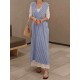 Plus Size Casual V-neck Sleeveless Stripe Maxi Dress with Pockets Plus Size Casual V-neck Sleeveless Stripe Maxi Dress with Pockets