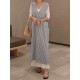 Plus Size Casual V-neck Sleeveless Stripe Maxi Dress with Pockets Plus Size Casual V-neck Sleeveless Stripe Maxi Dress with Pockets