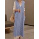 Plus Size Casual V-neck Sleeveless Stripe Maxi Dress with Pockets Plus Size Casual V-neck Sleeveless Stripe Maxi Dress with Pockets