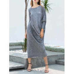 Plus Size Casual Women Batwing Sleeve Dress