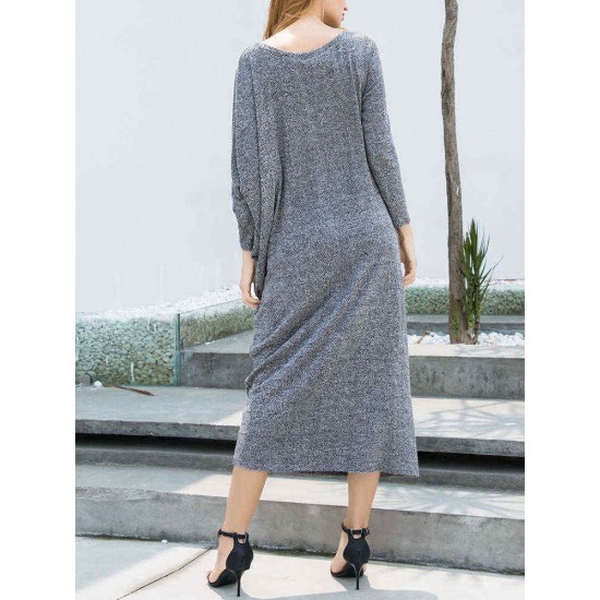 Plus Size Casual Women Batwing Sleeve Dress