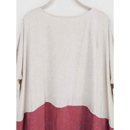 Plus Size Casual Women Color Patchwork Short Sleeve Dress Plus Size Casual Women Color Patchwork Short Sleeve Dress