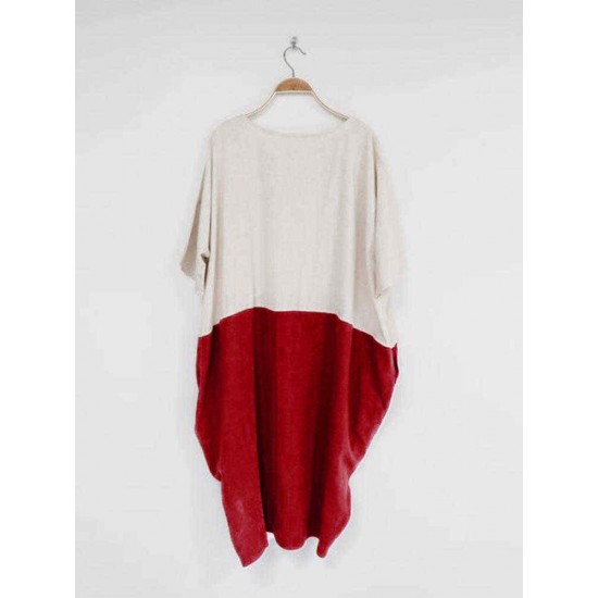 Plus Size Casual Women Color Patchwork Short Sleeve Dress Plus Size Casual Women Color Patchwork Short Sleeve Dress