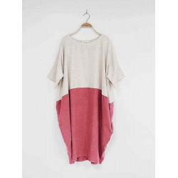 Plus Size Casual Women Color Patchwork Short Sleeve Dress