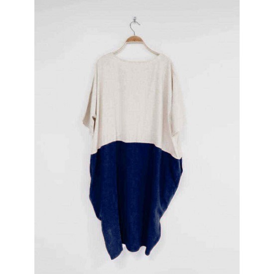 Plus Size Casual Women Color Patchwork Short Sleeve Dress Plus Size Casual Women Color Patchwork Short Sleeve Dress