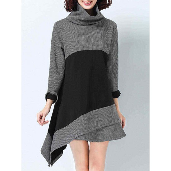 Plus Size Casual Women Irregular Hem Plaid Thick Sweatshirts