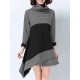 Plus Size Casual Women Irregular Hem Plaid Thick Sweatshirts