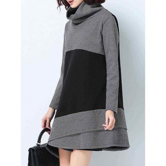 Plus Size Casual Women Irregular Hem Plaid Thick Sweatshirts