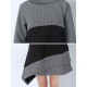 Plus Size Casual Women Irregular Hem Plaid Thick Sweatshirts