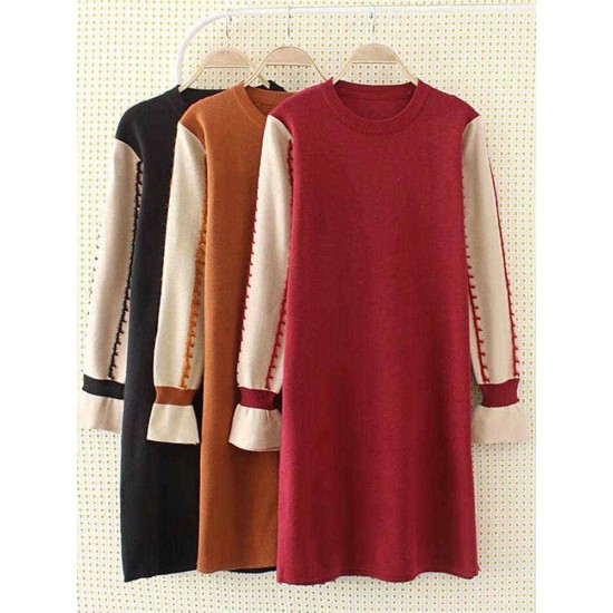 Plus Size Casual Women Knitted Dresss