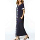 Plus Size Casual Women Loose O-Neck Short Sleeve Camouflage Splicing Maxi Dress