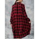 Plus Size Casual Women Loose Plaid Blouse Dress