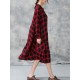 Plus Size Casual Women Loose Plaid Blouse Dress