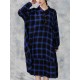 Plus Size Casual Women Loose Plaid Blouse Dress