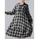 Plus Size Casual Women Loose Plaid Blouse Dress