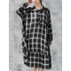 Plus Size Casual Women Loose Plaid Blouse Dress