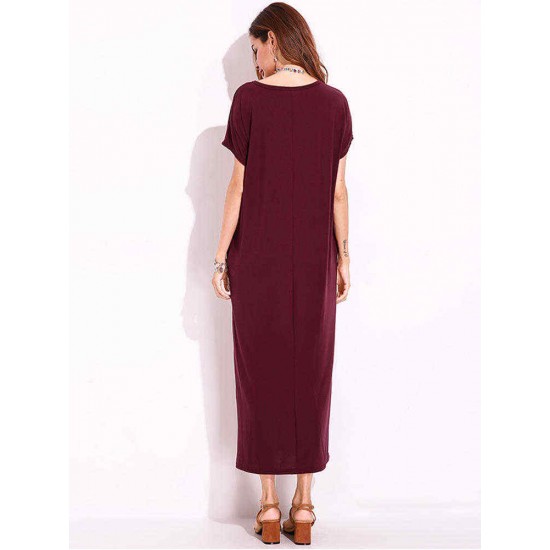 Plus Size Casual Women Loose Printed Hidden Side Pocket Maxi Dress Plus Size Casual Women Loose Printed Hidden Side Pocket Maxi Dress