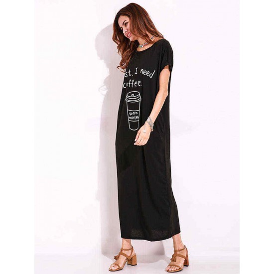Plus Size Casual Women Loose Printed Hidden Side Pocket Maxi Dress Plus Size Casual Women Loose Printed Hidden Side Pocket Maxi Dress