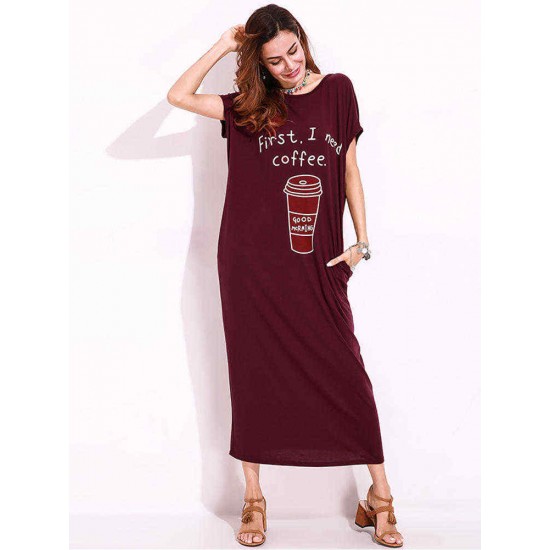 Plus Size Casual Women Loose Printed Hidden Side Pocket Maxi Dress Plus Size Casual Women Loose Printed Hidden Side Pocket Maxi Dress
