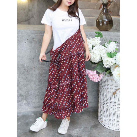 Plus Size Casual Women Sleeveless Star Printed Dress