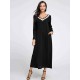 Plus Size Casual Women V-Neck Long Sleeve Maxi Dress