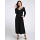 Plus Size Casual Women V-Neck Long Sleeve Maxi Dress