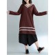 Plus Size Casual Women V-Neck Striped Long Sweater Dresses