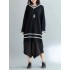 Plus Size Casual Women V-Neck Striped Long Sweater Dresses