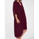 Plus Size Cotton V-neck Half Sleeve Women Dress