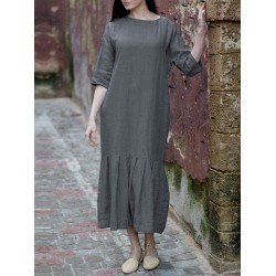 Plus Size Elegant Women Crew Neck Half Sleeve Loose Dress