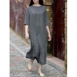 Plus Size Elegant Women Crew Neck Half Sleeve Loose Dress