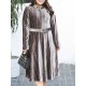 Plus Size Elegant Women Stripe Gold Velvet Dress