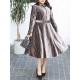 Plus Size Elegant Women Stripe Gold Velvet Dress