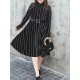 Plus Size Elegant Women Stripe Gold Velvet Dress