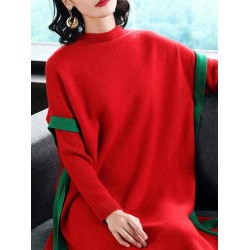 Plus Size Eleglant Women Fake Two Pieces Knitted Dress