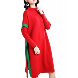 Plus Size Eleglant Women Fake Two Pieces Knitted Dress