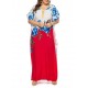 Plus Size Floral Print Batwing Sleeve Boho Maxi Dress