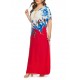 Plus Size Floral Print Batwing Sleeve Boho Maxi Dress