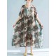 Plus Size Floral Print Batwing Sleeve Chiffon Dress