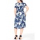 Plus Size Floral Print V-neck Short Sleeve Elegant Dress