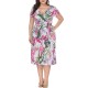 Plus Size Floral Print V-neck Short Sleeve Elegant Dress